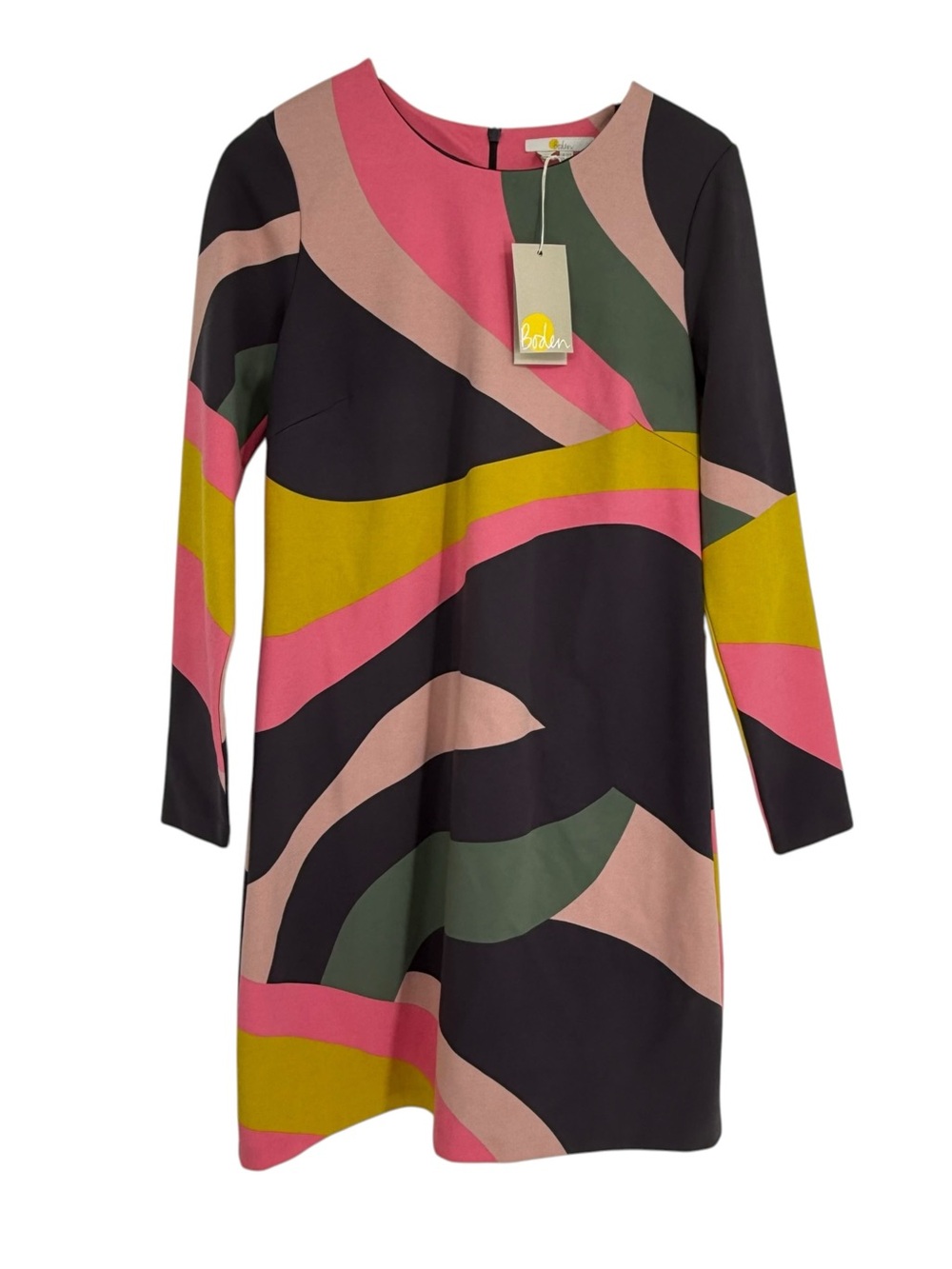 Boden Women's Isabella NWT Pink Charcoal Green Ponte Shift Dress Size 8 modern
